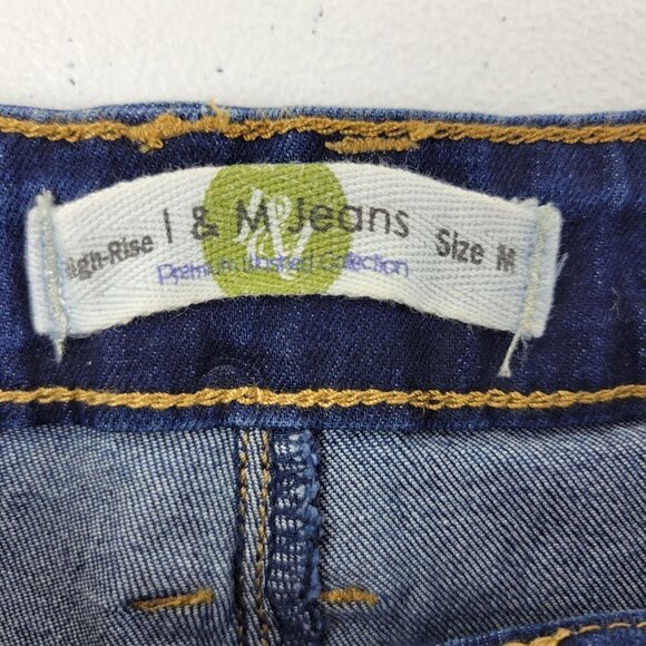 I&M Kylie High Rise Cuffed Shorts Stretch Denim Dark Wash Medium Womens NWT - Picture 4 of 12